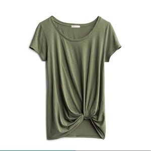 Short Sleeve Knot-Front Knit Top